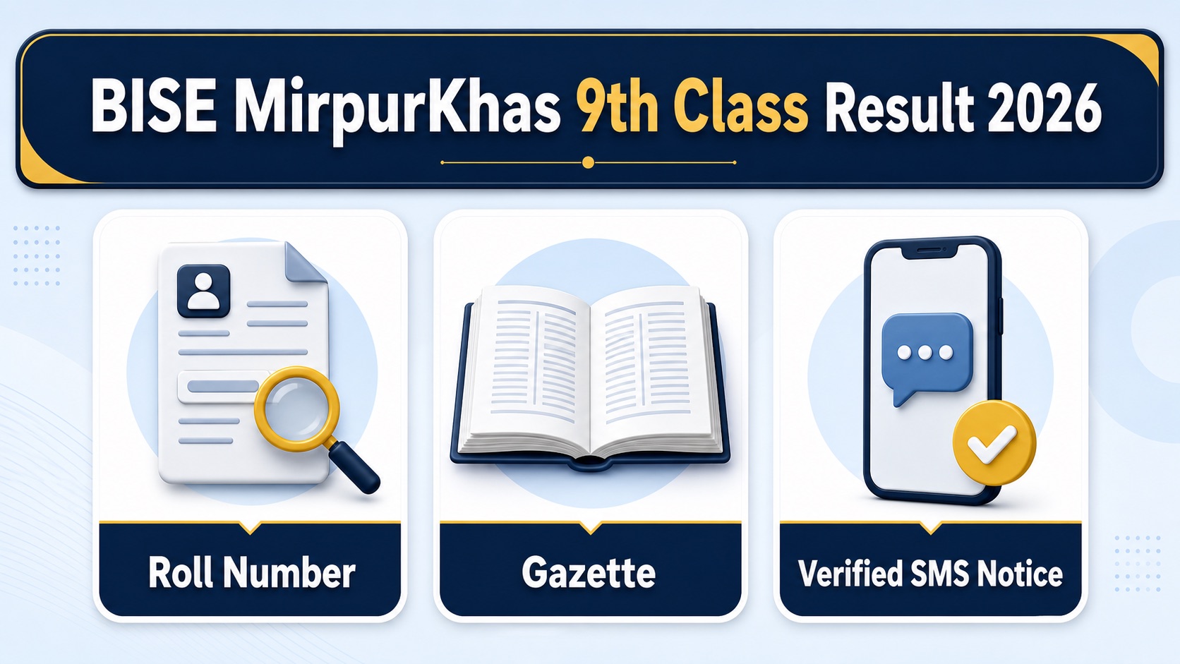 BISE MirpurKhas 9th Class Result 2026 result checking guide using roll number, gazette and verified SMS notice