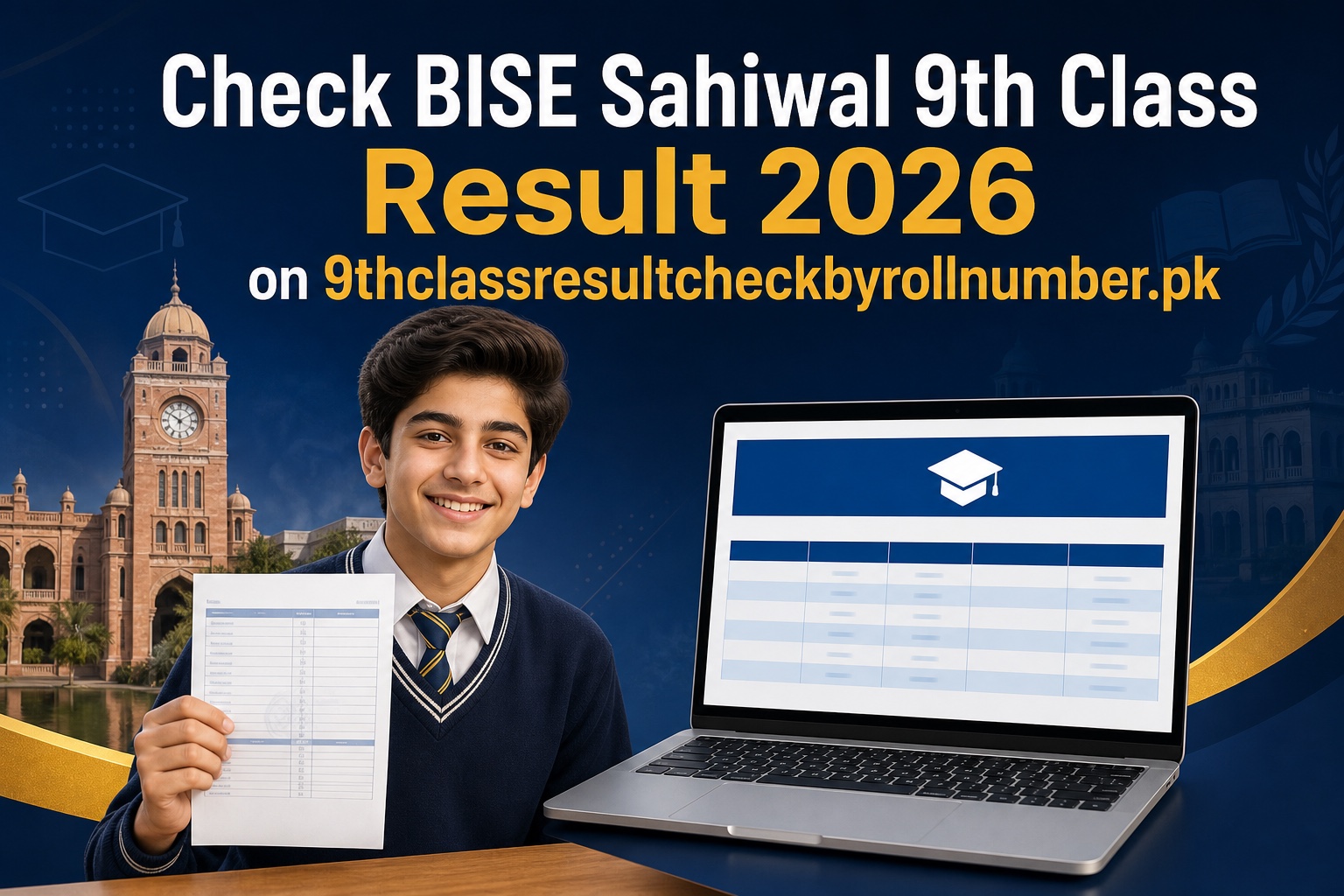 Pakistani student checking BISE Sahiwal 9th Class Result 2026 on 9thclassresultcheckbyrollnumber.pk
