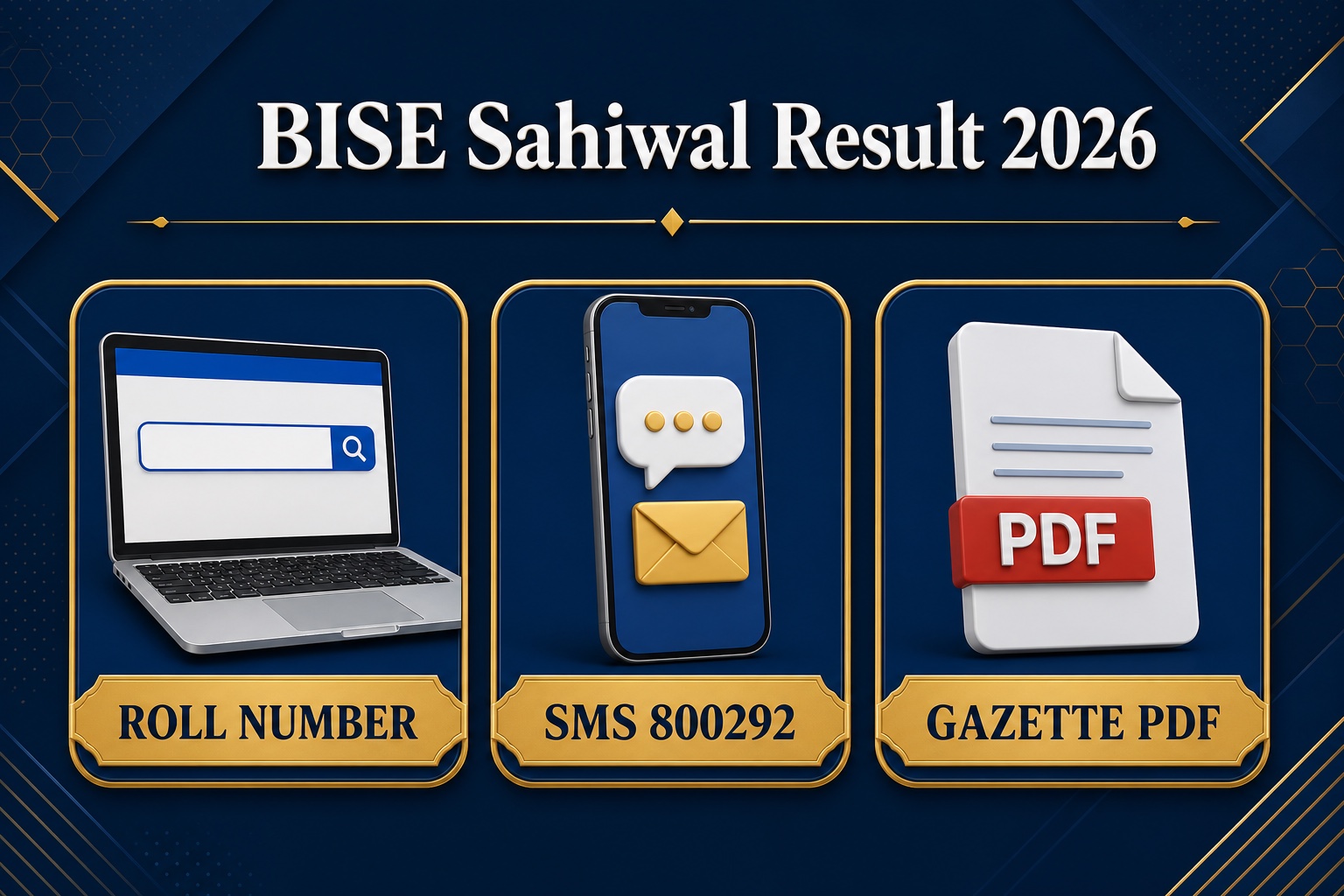 BISE Sahiwal Result 2026 checking methods: roll number, SMS 800292 and gazette PDF