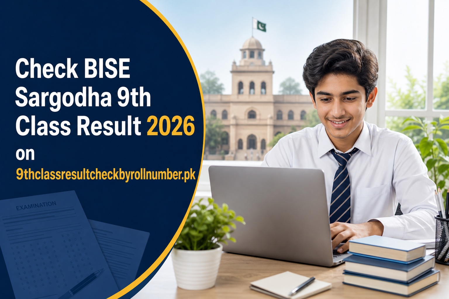Pakistani student checking BISE Sargodha 9th Class Result 2026 on 9thclassresultcheckbyrollnumber.pk